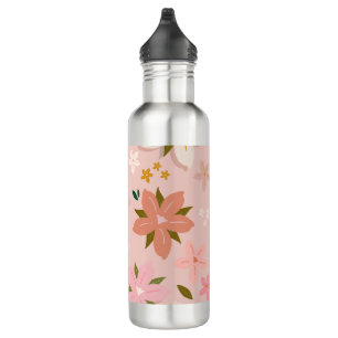 Les Fleurs 05 Blumenmuster Blush Pink Blume Edelstahlflasche