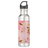 Les Fleurs 05 Blumenmuster Blush Pink Blume Edelstahlflasche (Vorderseite)