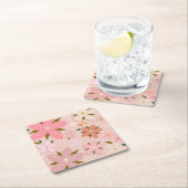 Les Fleurs 05 Blumenmuster Blush Pink Blume Rechteckiger Pappuntersetzer (Vor Ort)