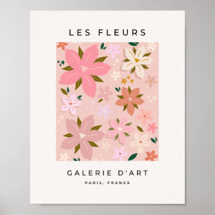 Les Fleurs 05 Florales Muster Rosa Blüten Poster
