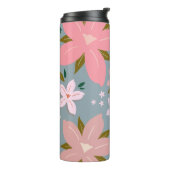 Les Fleurs 06 Blume Muster Blau und Blütenblau Thermosbecher (Nach links gedreht)