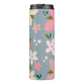 Les Fleurs 06 Blume Muster Blau und Blütenblau Thermosbecher (Rückseite)