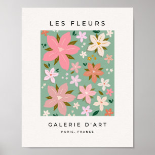Les Fleurs 07 Abstrakte Blumen Grün Errötend Flora Poster