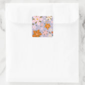 Les Fleurs 08 Retro Blume Lila Quadratischer Aufkleber (Tasche)