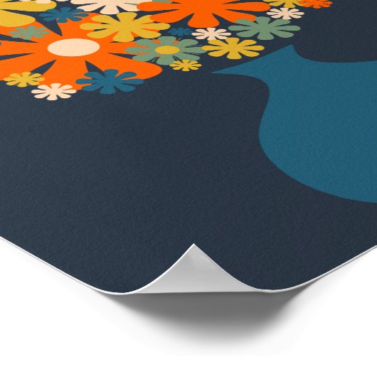 Les Fleurs Freude Retro Blume in Vase Blue Poster (Ecke)