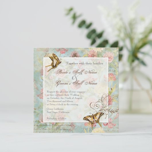 Les Fleurs Peony Rose Tulip Floral Blume Hochzeit Einladung (Stehend Vorderseite)