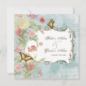 Les Fleurs Peony Rose Tulip Floral Blume Hochzeit Einladung (Rückseite)