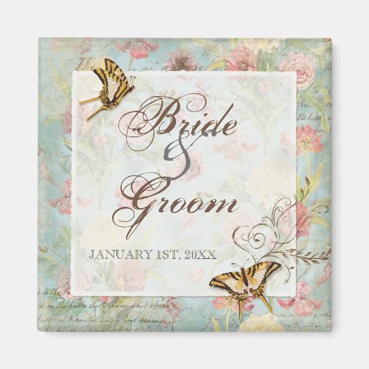 Les Fleurs Peony Rose Tulip Floral Blume Hochzeit Magnet (Vorne)