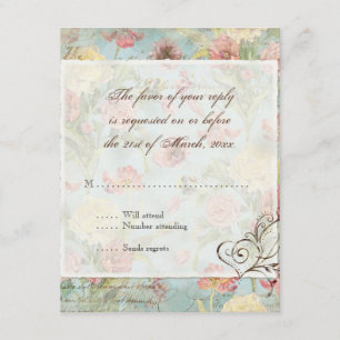 Les Fleurs Peony Rose Tulip Floral Blume Hochzeit RSVP Karte