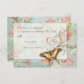 Les Fleurs Peony Rose Tulip Floral Blume Hochzeit RSVP Karte (Vorne/Hinten)