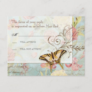 Les Fleurs Peony Rose Tulip Floral Blume Hochzeit RSVP Karte