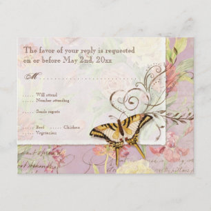 Les Fleurs Peony Rose Tulip Floral Blume Hochzeit RSVP Karte