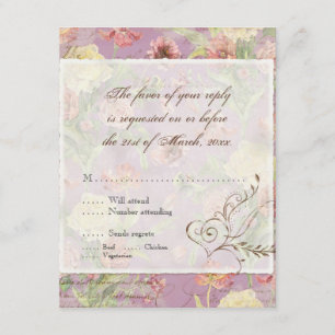 Les Fleurs Peony Rose Tulip Floral Blume Hochzeit RSVP Karte
