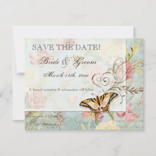 Les Fleurs Peony Rose Tulip Floral Blume Hochzeit Save The Date (Vorderseite)
