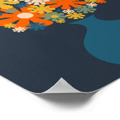 Les Fleurs Retro Blume in Vase Blue Orange Poster (Ecke)