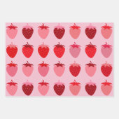 Les Fraises 01 Rosa und Rot Preppy Erdbeeren Geschenkpapier Set (Vorderseite 2)