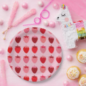 Les Fraises 01 Rosa und Rot Preppy Erdbeeren Pappteller (Party)