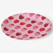 Les Fraises 01 Rosa und Rot Preppy Erdbeeren Pappteller (Schrägansicht)