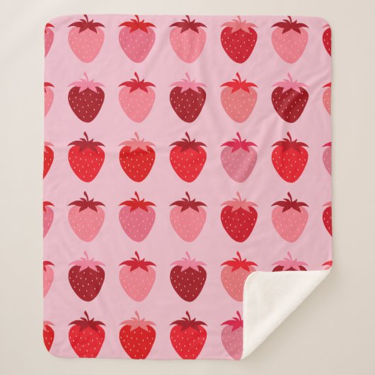 Les Fraises 01 Rosa und Rot Preppy Erdbeeren Sherpadecke (Vorderseite)