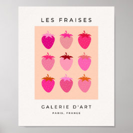 Les Fraises 02 Rosa und orange Preppy Erdbeeren Poster