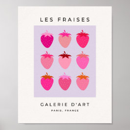 Les Fraises 03 Rosa und Lila Erdbeeren Früchte Poster