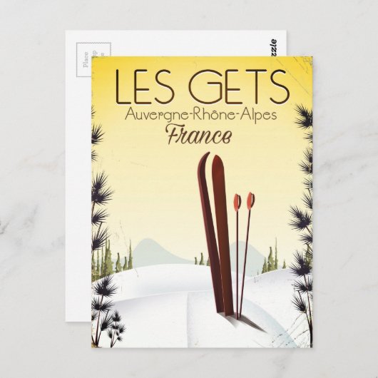 Les Gets France Skiposter Postkarte (Vorne/Hinten)