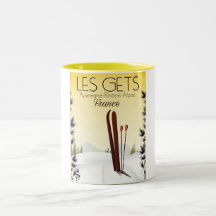 Les Gets France Skiposter Zweifarbige Tasse