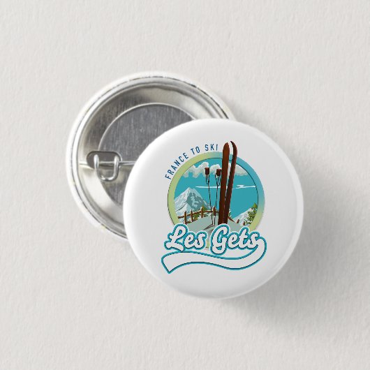 Les Gets Frankreich Ski Logo Button (Vorne & Hinten)