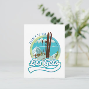 Les Gets Frankreich Ski Logo Postkarte