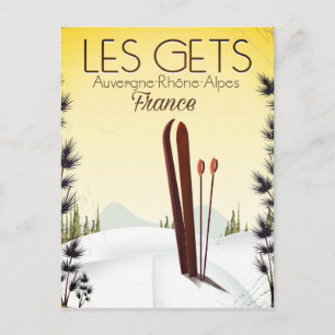 Les Gets Frankreich Ski Reiseplakat Postkarte