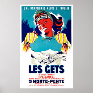 Les gets, Frankreich, Winterski Sport, Vintage Rei Poster