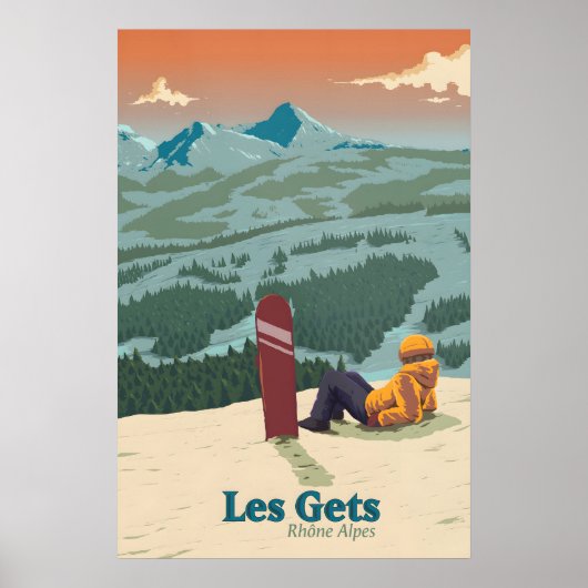 Les Gets Snowboarden Reiseplakat Poster (Vorne)