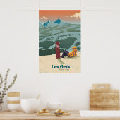 Les Gets Snowboarden Reiseplakat Poster (Küche)