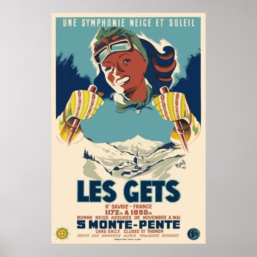 Les Gets une symphonie neie et soleil Ski Poster (Vorne)