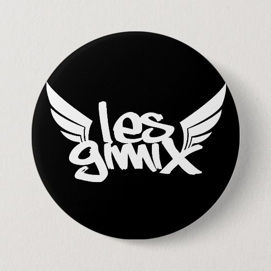 Les Gimix schwarzer Logo-Knopf Button (Vorderseite)