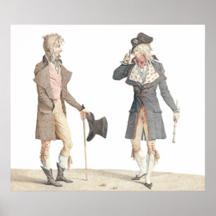 Les Incroyables - alter französischer Stich durch Poster