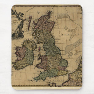 Les Inseln Britanniques, Karte 1700's Mousepad