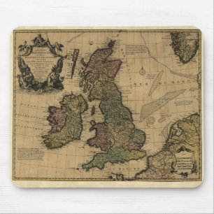 Les Inseln Britanniques, Karte 1700's Mousepad