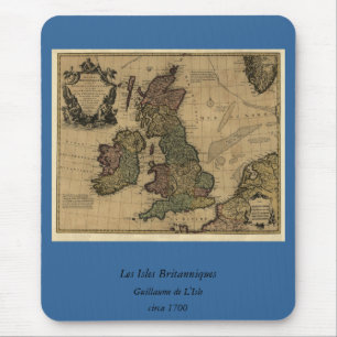 Les Inseln Britanniques, Karte 1700's Mousepad