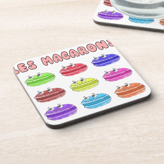 Les Macarons Niedlich Cartoon Getränkeuntersetzer (Linke Seite)