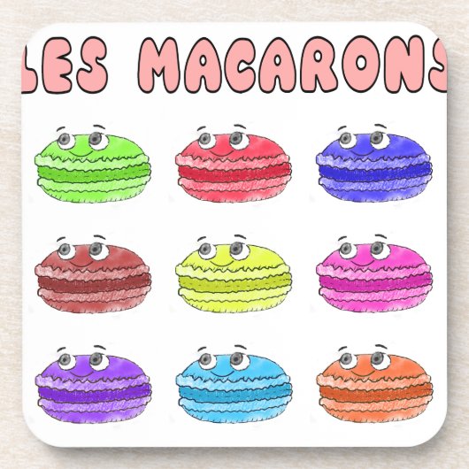 Les Macarons Niedlich Cartoon Getränkeuntersetzer (Vorderseite)