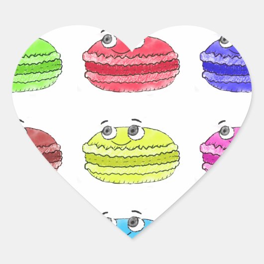 Les Macarons Niedlich Cartoon Herz-Aufkleber (Vorderseite)