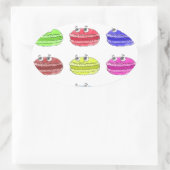 Les Macarons Niedlich Cartoon Ovaler Aufkleber (Tasche)