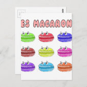 Les Macarons Niedlich Cartoon Postkarte (Vorne/Hinten)