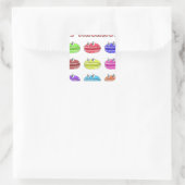 Les Macarons Niedlich Cartoon Quadratischer Aufkleber (Tasche)
