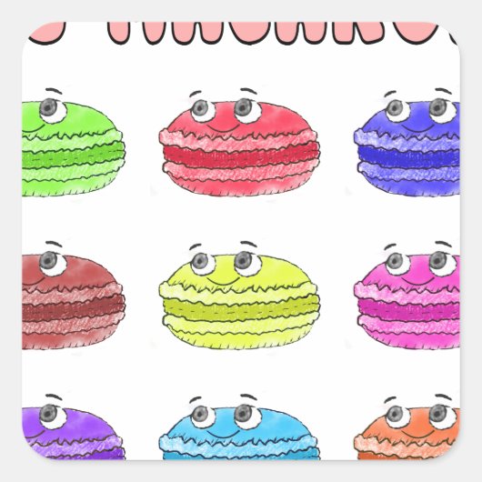 Les Macarons Niedlich Cartoon Quadratischer Aufkleber (Vorderseite)