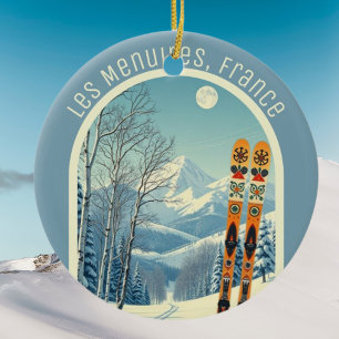 Les Menuires Frankreich Ski-Erinnerung  Keramik Ornament