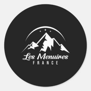 Les Menuires Frankreich Skigebiet Snowboarden Runder Aufkleber