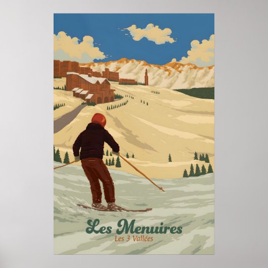 Les Menuires Skigebiet Reiseplakat Poster (Vorne)