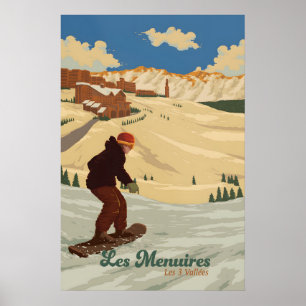 Les Menuires Snowboarden Reiseplakat Poster